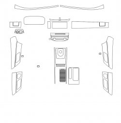 Jaguar XF (2018)  - Criação de padrões de carroçaria e interior. Venda de modelos em formato electrónico para corte em película de protecção de tinta numa plotadora